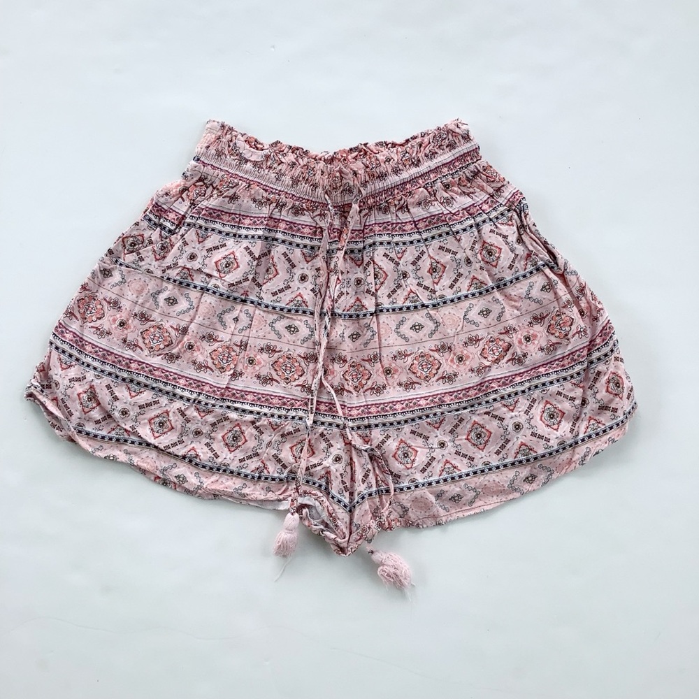 Spoiled Light Pink Boho Tassel High-Waist Women’s Shorts